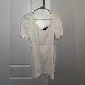 French Connection White Mini Dress with Puff Sleeves